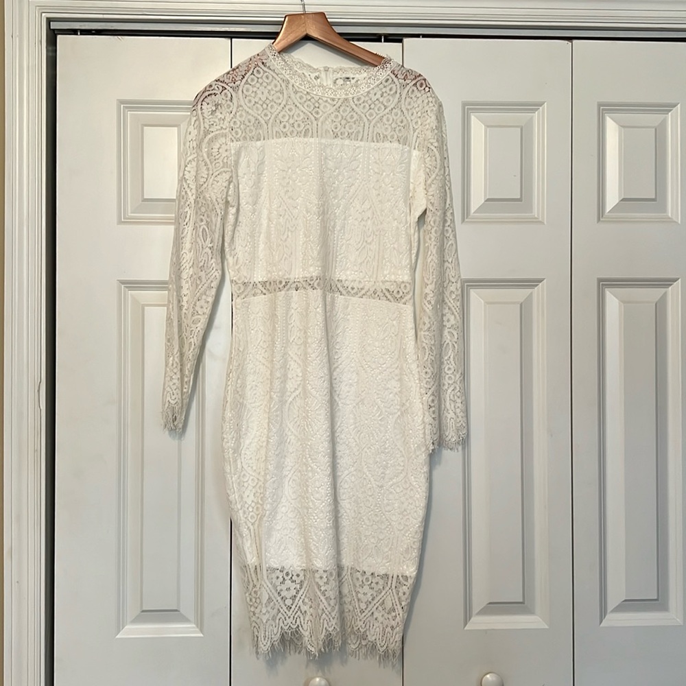 White lace midi dress